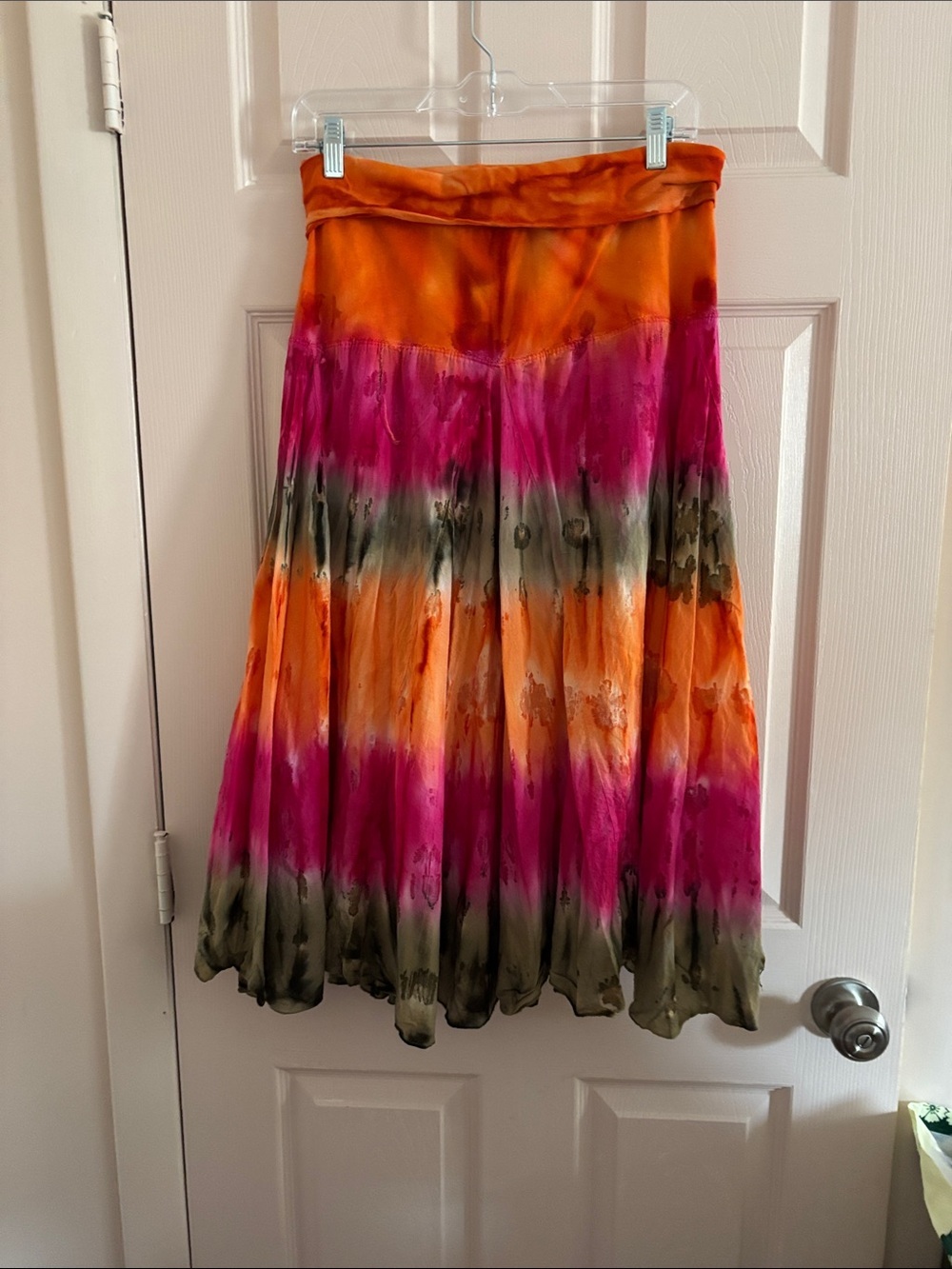 Raviya Tie-Dye Circle Skirt in Orange, Pink & Olive